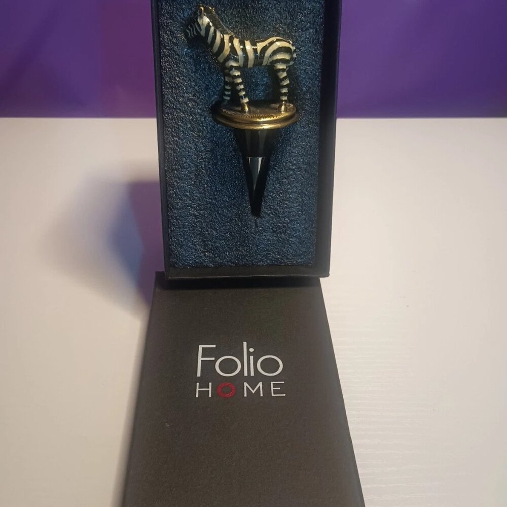 LNIB Zebra Bottle Stopper Austrian Crystal Folio Home